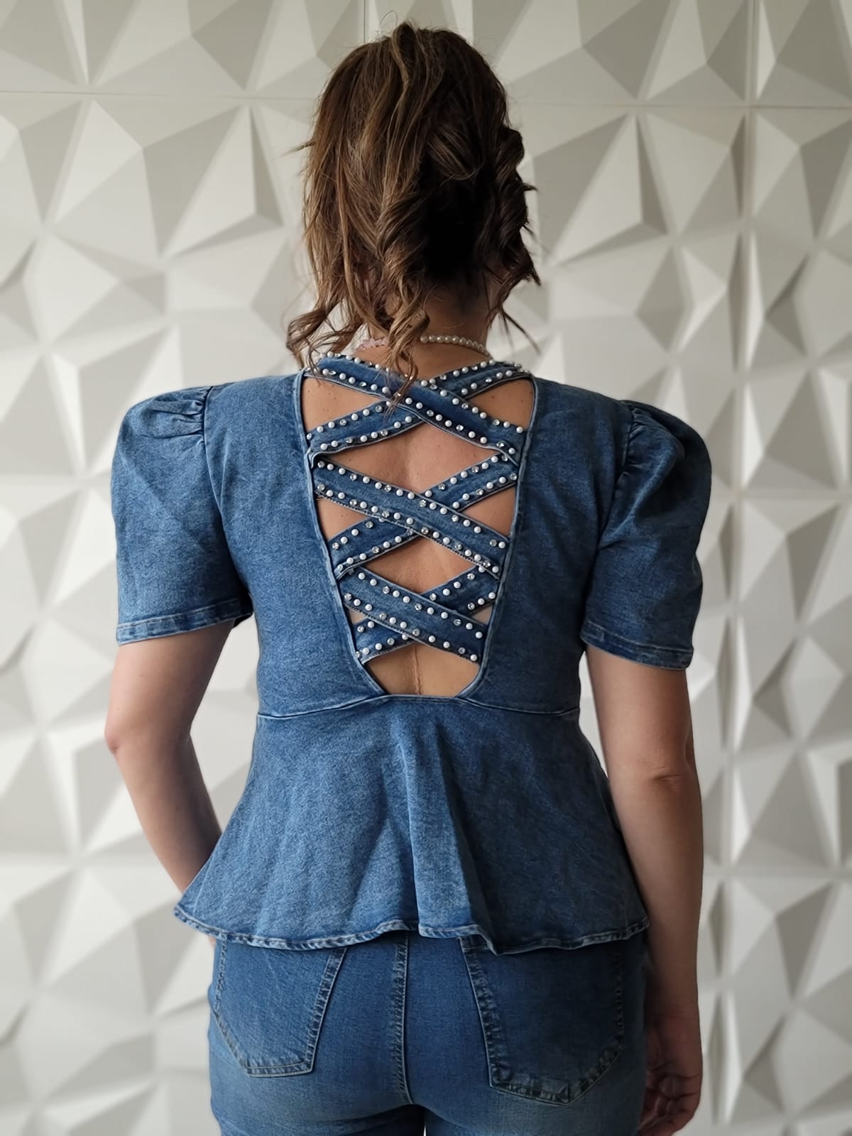 Denim Top Open Back